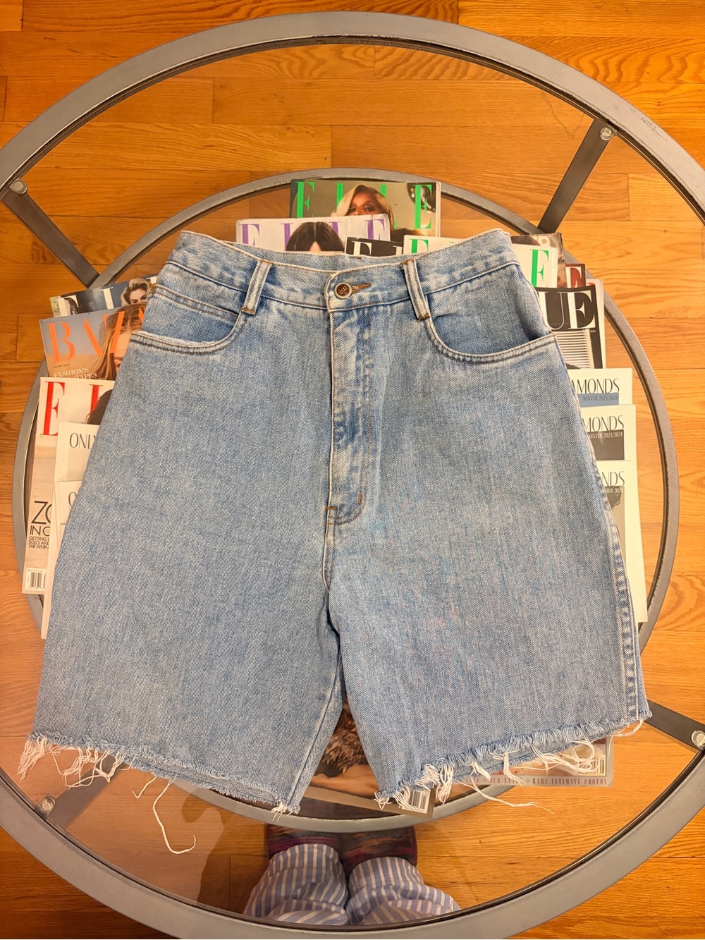 Vintage High-Rise Light Blue Denim Cutoff Shorts